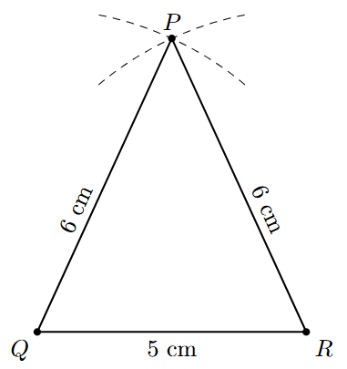Step 4 Step 4: Points P, Q, and R are joined to form the isosceles triangle.